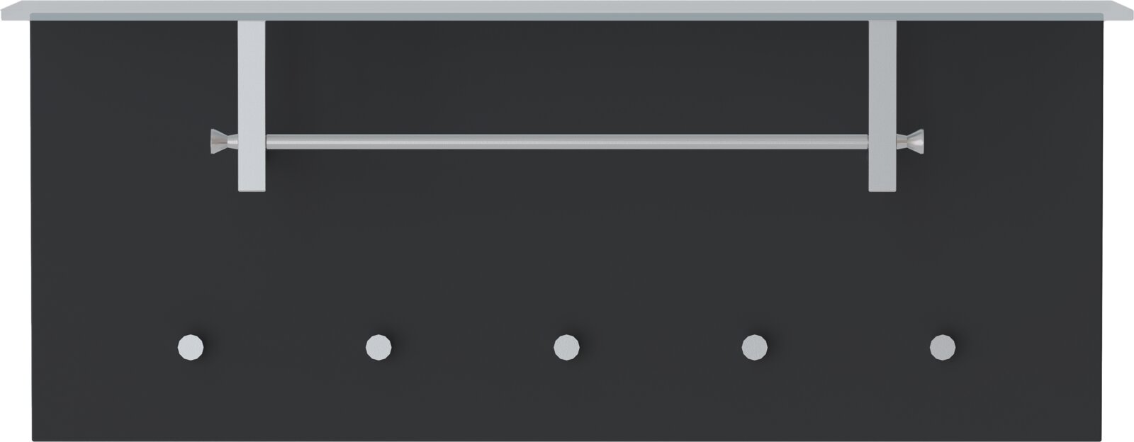 Moderano Garderobenpaneel quer LECCO Garderobenpaneel quer LECCO in moderner Frontansicht mit Haken und Kleiderstange, ideal für die Wandmontage.