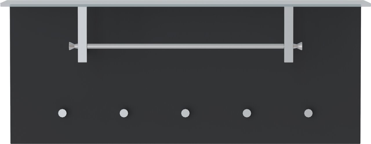 Moderano Garderobenpaneel quer LECCO Garderobenpaneel quer LECCO in moderner Frontansicht mit Haken und Kleiderstange, ideal für die Wandmontage.