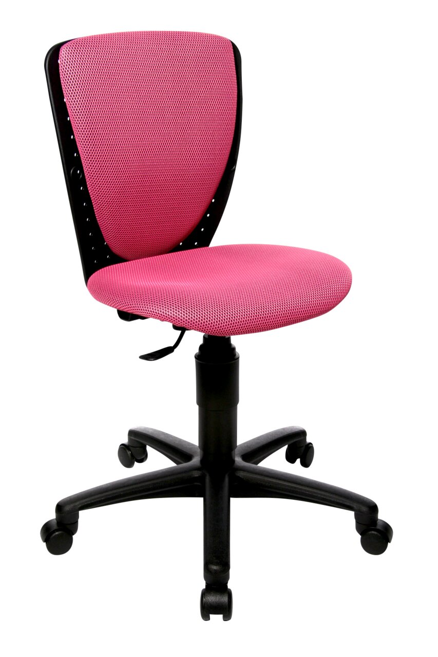 Kinder- und Jugendstuhl in Pink mit schwarzem Gestell, seitliche Perspektive