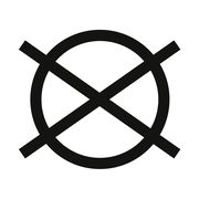 Symbol für nicht chemisch reinigen, schwarze Linien auf weißem Hintergrund, Frontalansicht