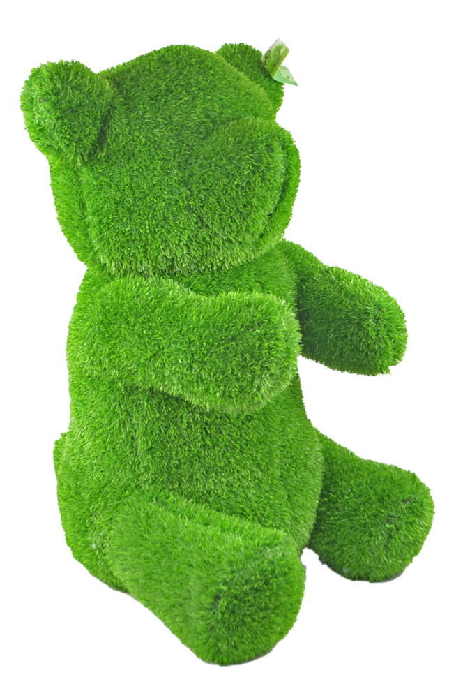 Grüner Bär aus Gras, seitliche Perspektive, Gartendekoration