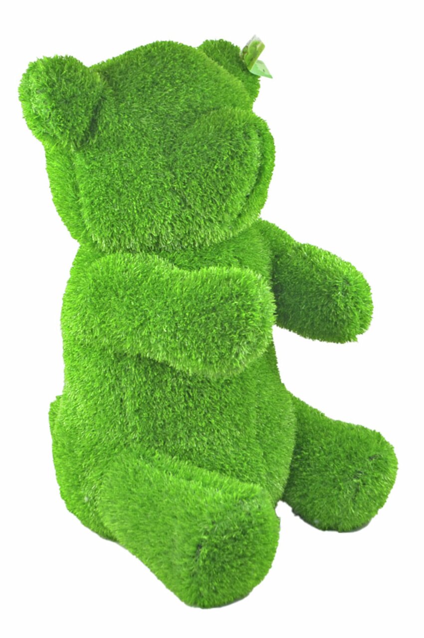 Grüner Bär aus Gras, seitliche Perspektive, Gartendekoration