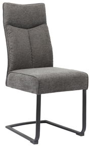 Grauer Freischwinger-Stuhl BUFFY mit gepolsterter Rückenlehne und Sitzfläche, seitliche Perspektive