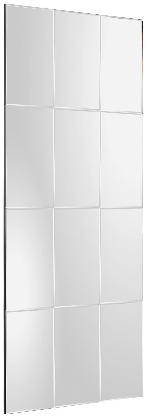 Großer rechteckiger Spiegel mit 12 quadratischen Segmenten, seitliche Perspektive