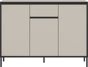 Moderne Kommode mit drei Türen und einem Schubfach, frontal betrachtet