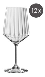 Stielglas mit elegantem Rillendesign, seitliche Perspektive, Set bestehend aus 12 Gläsern