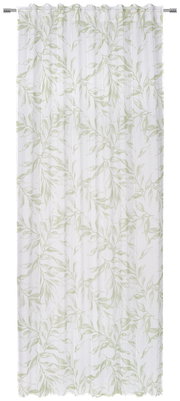 Fertigvorhang Flora 140x245 mit grünem Blattmuster, frontal aufgenommen