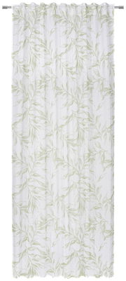 Fertigvorhang Flora 140x245 mit grünem Blattmuster, frontal aufgenommen