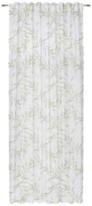 Fertigvorhang Flora 140x245 mit grünem Blattmuster, frontal aufgenommen