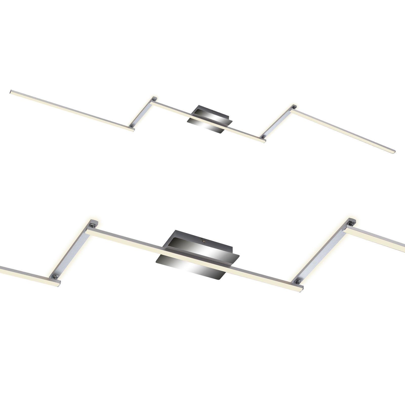 Moderne LED-Deckenleuchte mit geometrischem Design, seitliche Perspektive