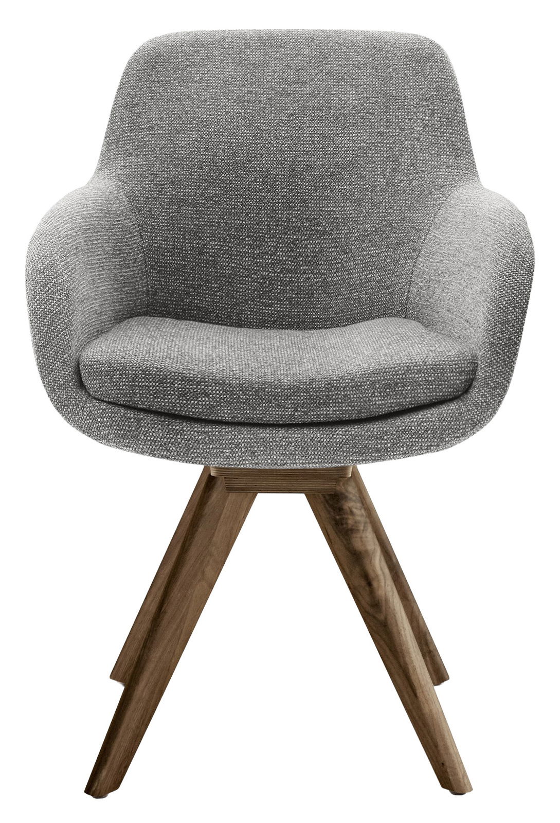 Musterring Fauteuil MR TAVIA Grauer Armlehnstuhl mit Holzbeinen, Frontalansicht