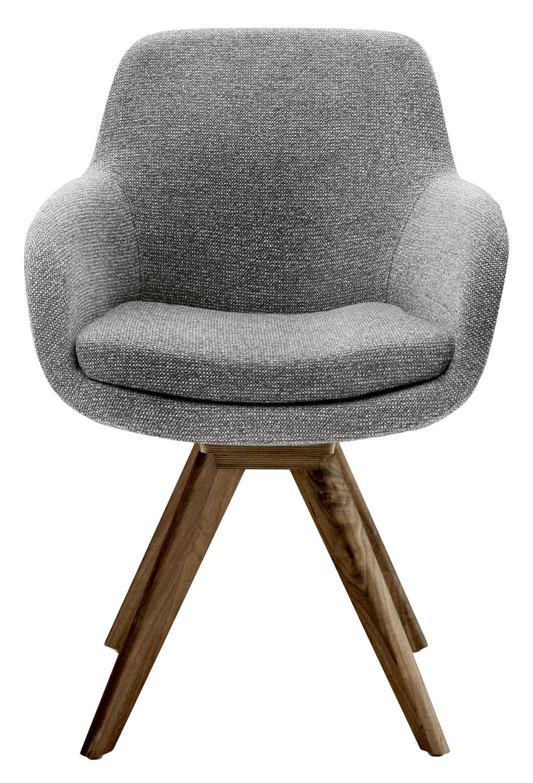 Musterring Armlehnstuhl MR TAVIA Grauer Armlehnstuhl mit Holzbeinen, Frontalansicht
