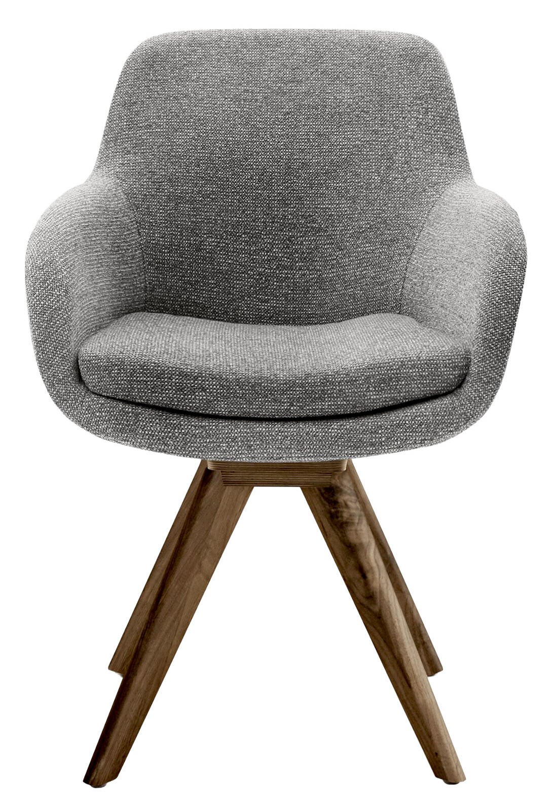 Musterring Armlehnstuhl MR TAVIA Grauer Armlehnstuhl mit Holzbeinen, Frontalansicht