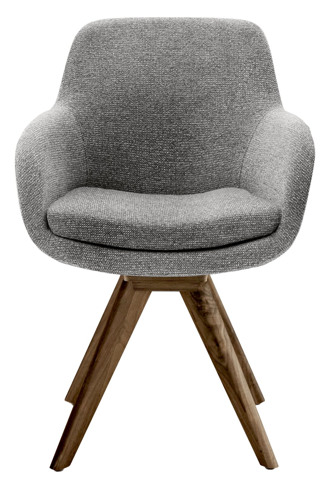 Musterring Fauteuil MR TAVIA Grijze fauteuil met houten poten, vooraanzicht