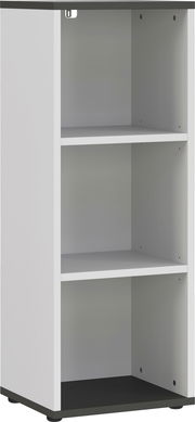 Schmales Aktenregal mit drei offenen Fächern, Vorderansicht