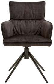 Moderne fauteuil met donkere bekleding, vooraanzicht