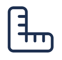 Icon eines Zollstocks, das eine Ausmessung/ Planung darstellen soll.