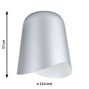 Silberner Dekoschirm Alvaro mit einer Höhe von 17 cm und einem Durchmesser von 144 mm, seitliche Perspektive.
