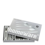 Besteckset 30-teilig in geöffneter Verpackung, Perspektive von oben