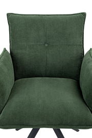 Grüner Armlehnstuhl aus Cordstoff, Vorderansicht
