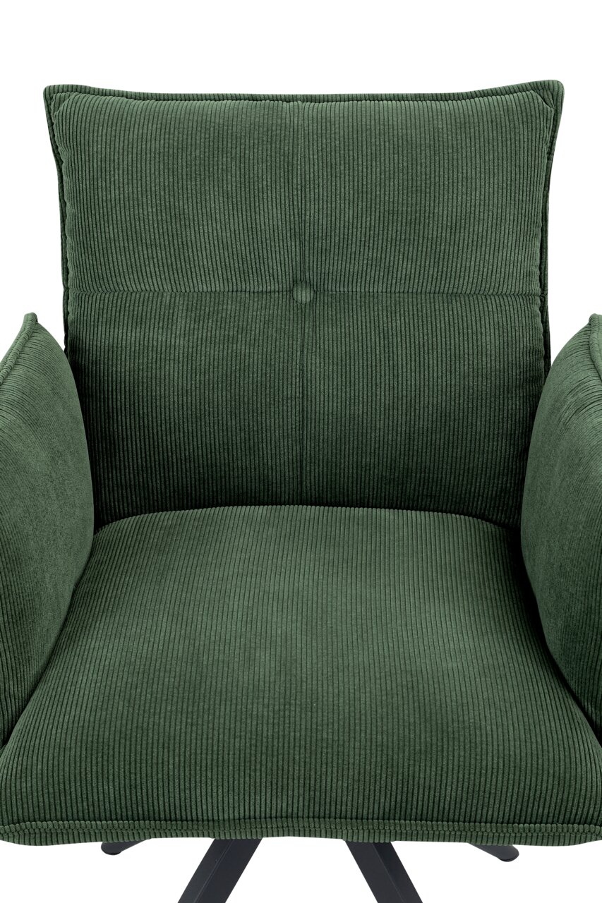 Novel Armlehnstuhl COCO Grüner Armlehnstuhl aus Cordstoff, Vorderansicht