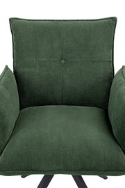Grüner Armlehnstuhl aus Cordstoff, Vorderansicht