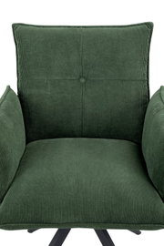 Grüner Armlehnstuhl aus Cordstoff, Vorderansicht