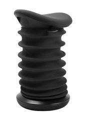 Schwarzer Schwinghocker Topstar SITNESS 4D, seitliche Perspektive, mit wellenförmigem Design und ergonomischem Sitz.