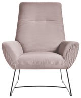 Moderner Sessel mit geripptem Stoffbezug in Beige, Vorderansicht