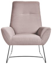 Moderner Sessel mit geripptem Stoffbezug in Beige, Vorderansicht