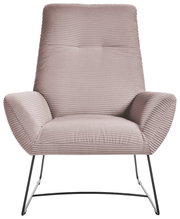 Moderner Sessel mit geripptem Stoffbezug in Beige, Vorderansicht