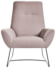 Moderne fauteuil met geribbelde stoffen bekleding in beige, vooraanzicht