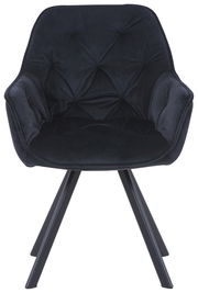 Schwarzer Armlehnstuhl mit gepolsterter Sitzfläche und Rückenlehne, Vorderansicht