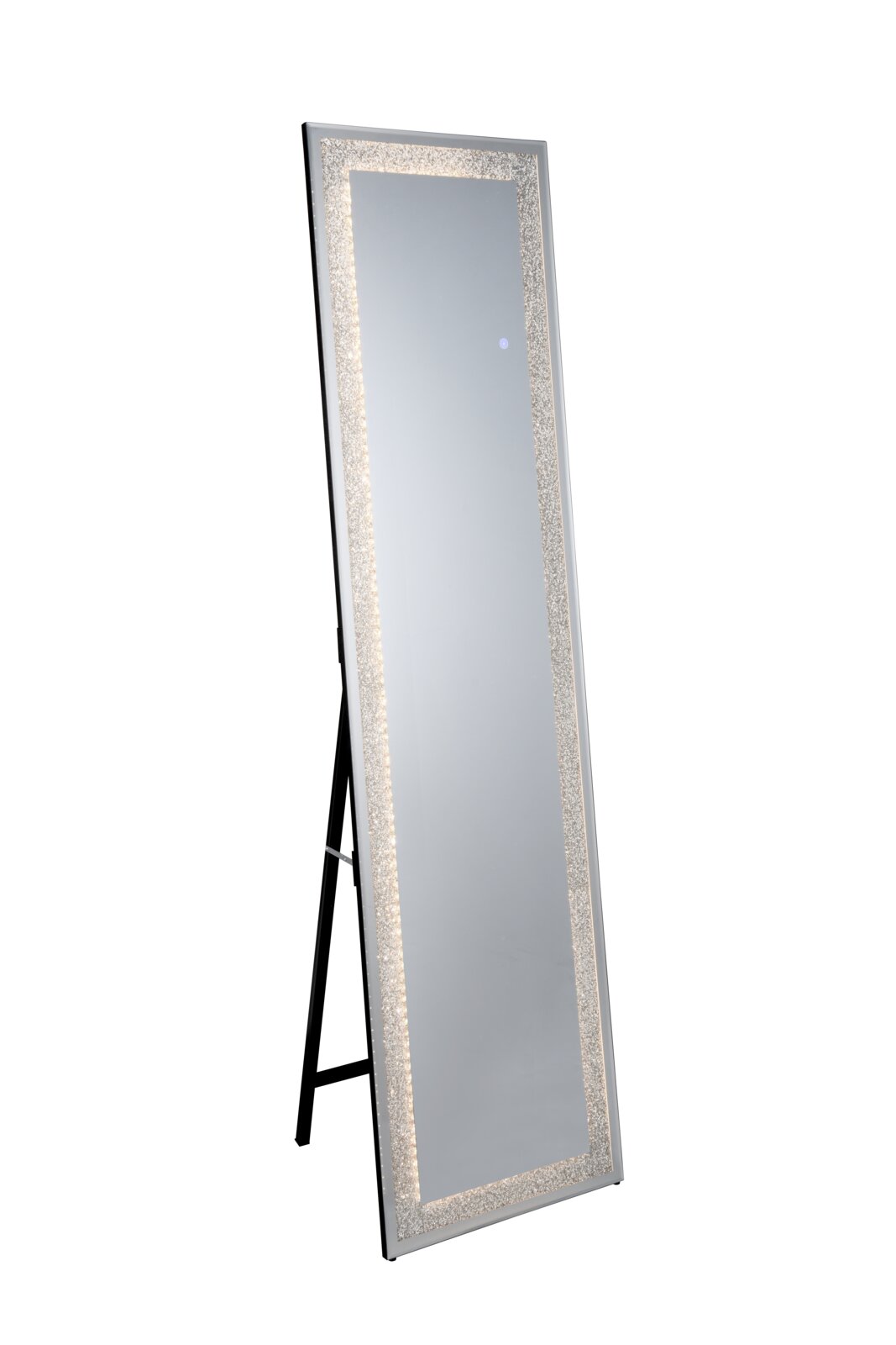 LED-staande spiegel 40 x 160 cm met verlichte lijst, zijaanzicht