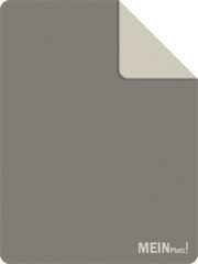 Graue Jacquard-Decke 150x200cm mit umgeschlagener Ecke, zeigt zweifarbige Vorder- und Rückseite, Aufsicht.