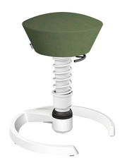 Grüner Aeris Swopper Sitzhocker mit weißem Gestell, seitliche Perspektive