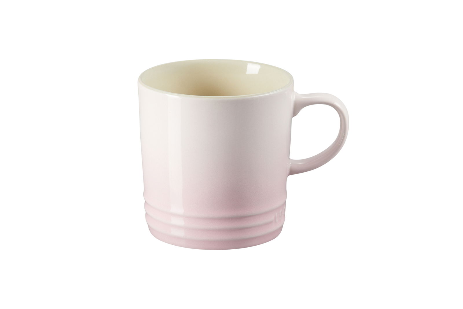 LE CREUSET Kaffeebecher Rosa Becher aus Keramik, seitliche Perspektive