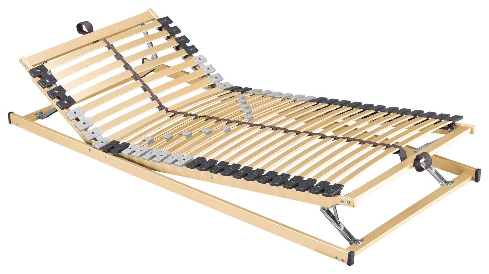 Z2 Lattenrost Diamant L2520KF Verstellbarer Lattenrost aus Holz mit hochgestelltem Kopfteil, seitliche Perspektive