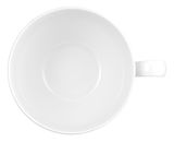 Obenansicht einer weißen Milchkaffeetasse mit Henkel, 0,39l