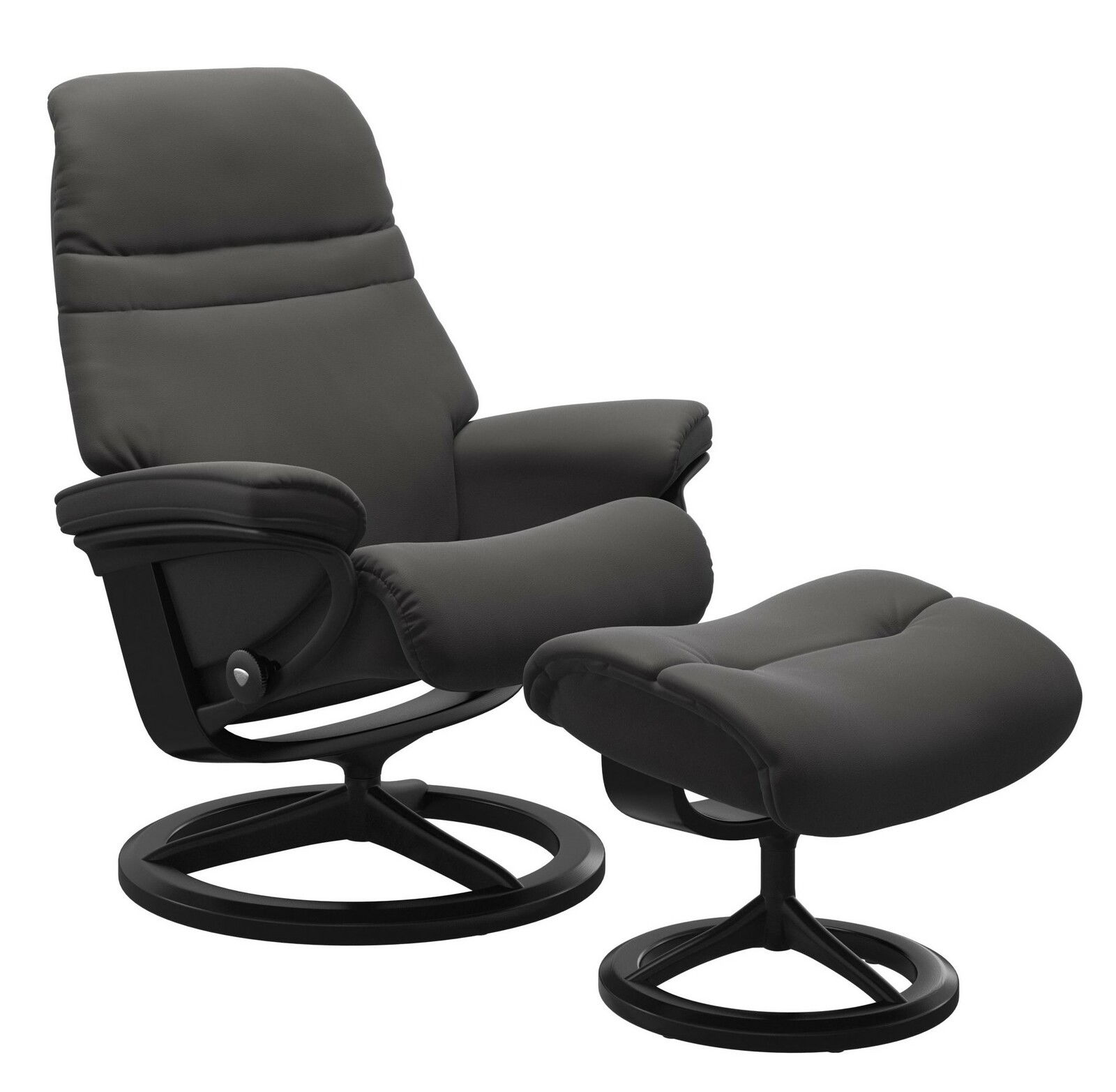 Stressless Hocker SUNRISE Schwarzer Relaxsessel mit passendem Hocker, seitliche Perspektive