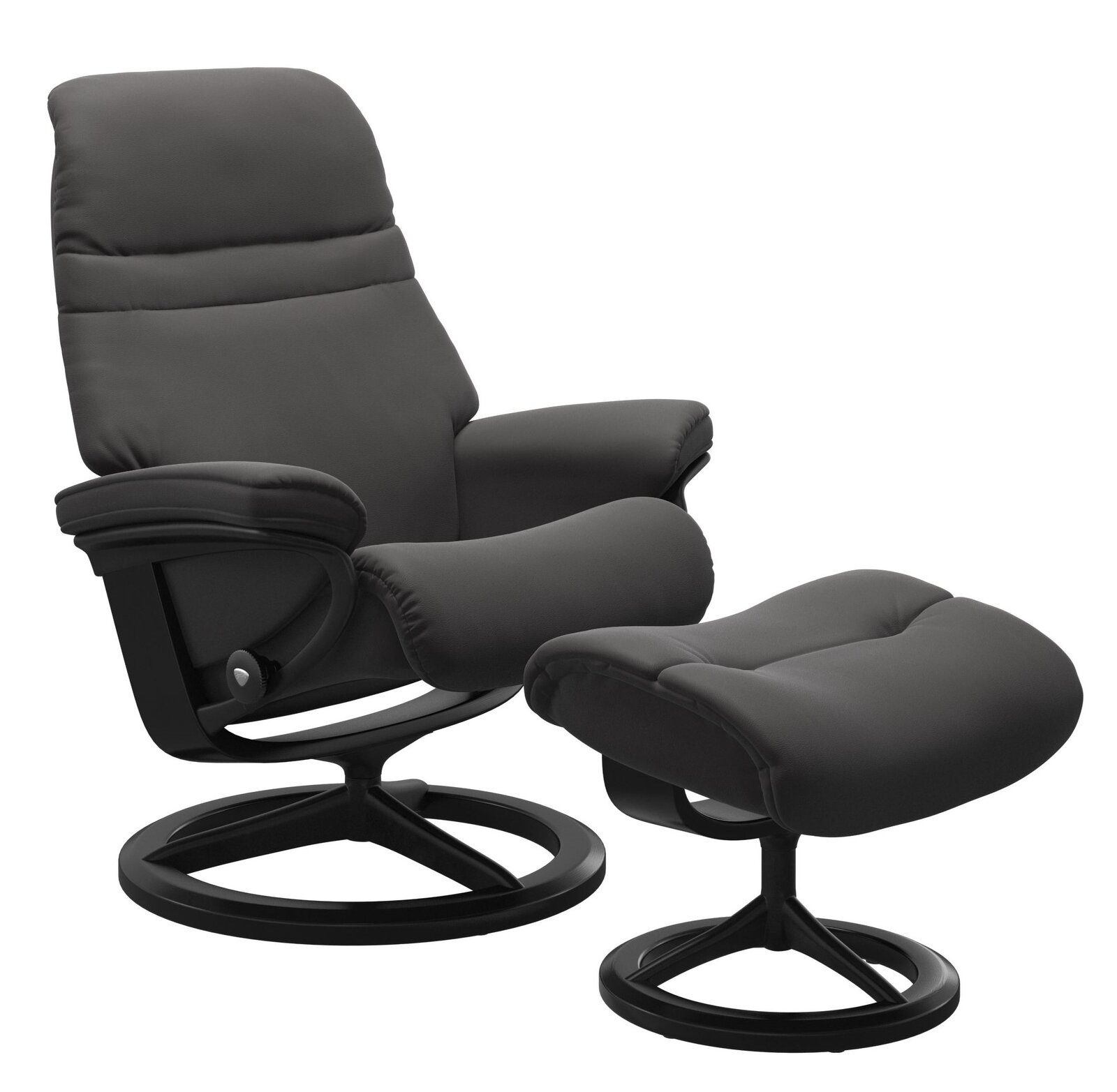 Stressless Hocker SUNRISE Schwarzer Relaxsessel mit passendem Hocker, seitliche Perspektive