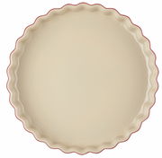 Runde Tarte-Form mit gewelltem Rand in Kirschrot, Draufsicht