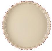 Runde Tarte-Form mit gewelltem Rand in Kirschrot, Draufsicht