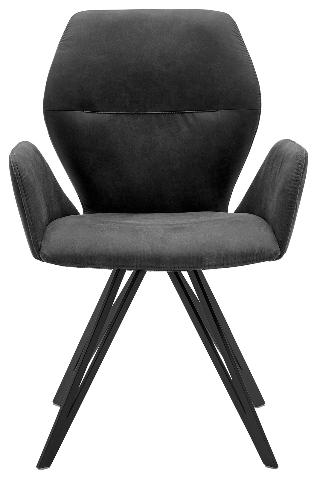 Valnatura Armlehnenstuhl PIANO Moderner Armlehnenstuhl mit schwarzem Metallgestell und grauem Polsterbezug, Frontalansicht