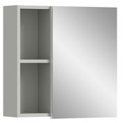 Spiegelschrank mit offenem Regal auf der linken Seite, Perspektive von vorne