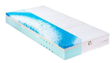 Max Berger Kaltschaummatratze WATERFLEX 800 Kaltschaummatratze 90 x 200 cm in seitlicher Perspektive mit sichtbarem Schaumstoffkern und Bezug