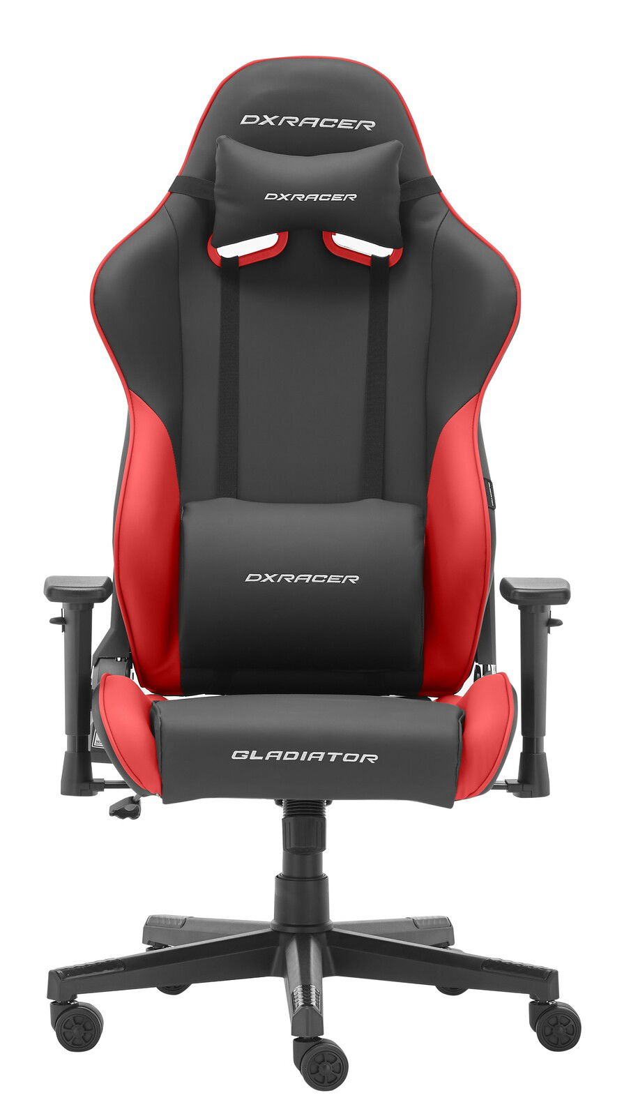Gaming Stuhl GladiatorDX Racer in Schwarz und Rot, Vorderansicht