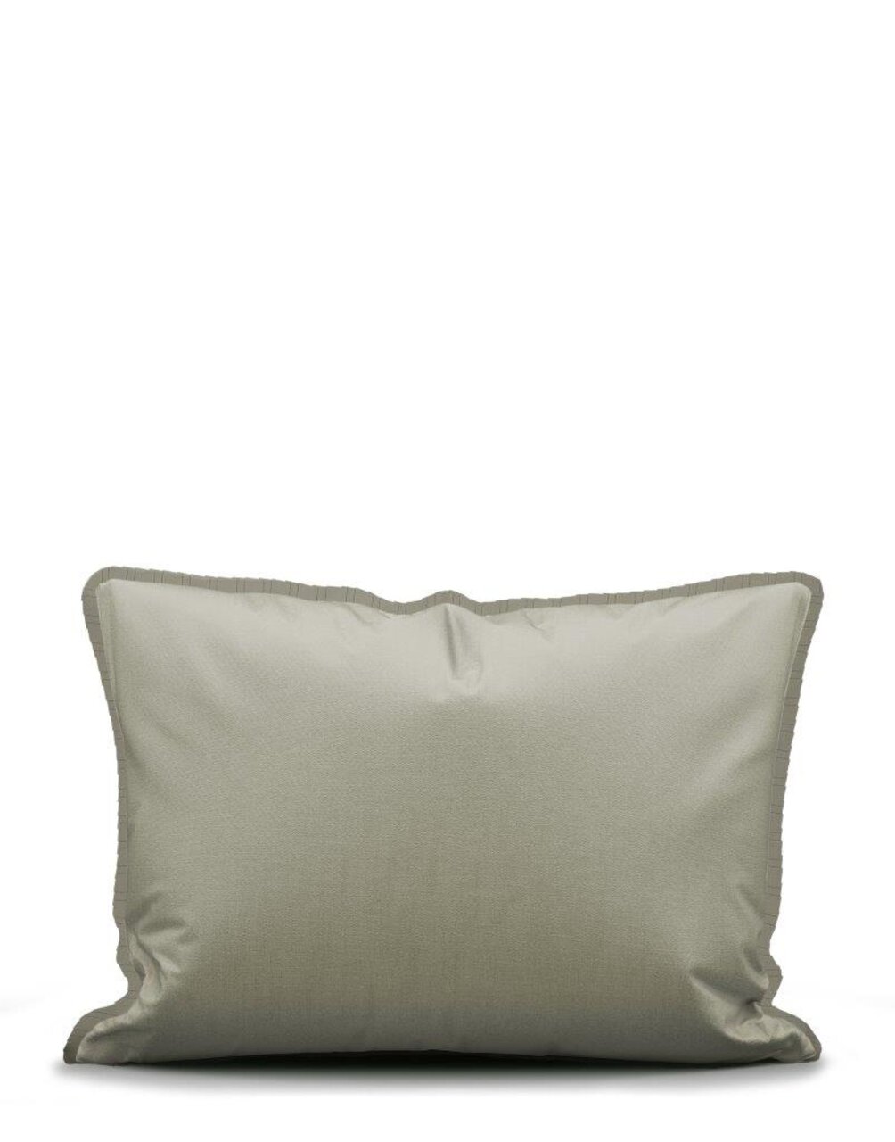 Beige Kissenbezug in Frontalansicht, Teil eines Bettwäsche-Sets.
