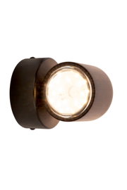 LED-wandlamp in een donkere behuizing, verlicht, zijaanzicht