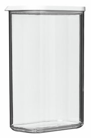 Transparente Vorratsdose Modula 2000 ml mit weißem Deckel, seitliche Perspektive